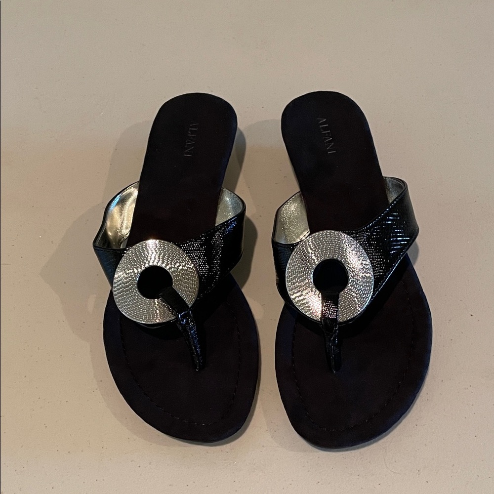 Alfani Women's Black Sandals with Silver Accents